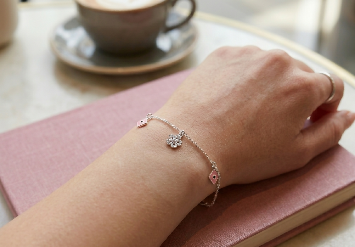 92.5 Silver Pink Bracelet