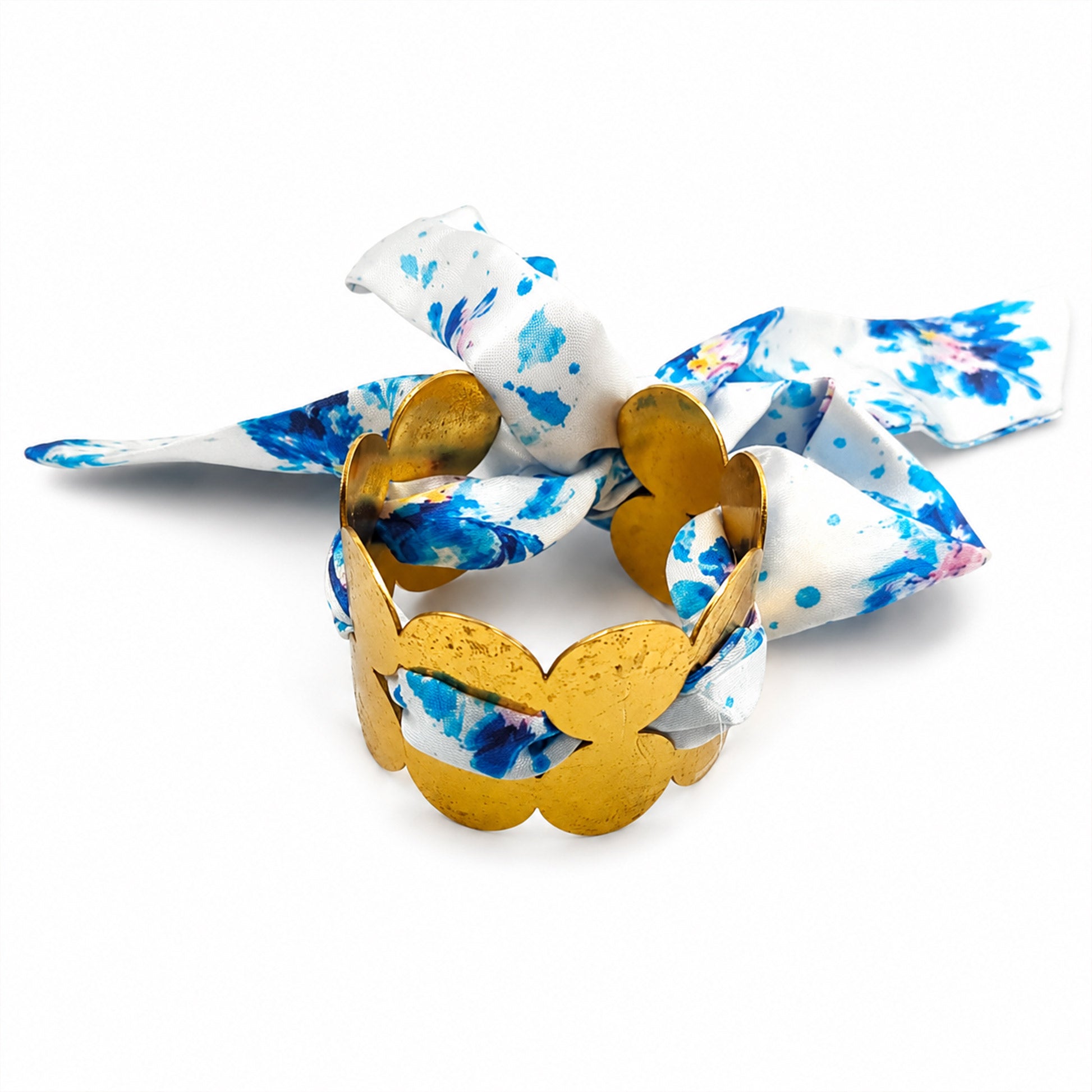 Gold Butterfly Fabric Tie Bracelet