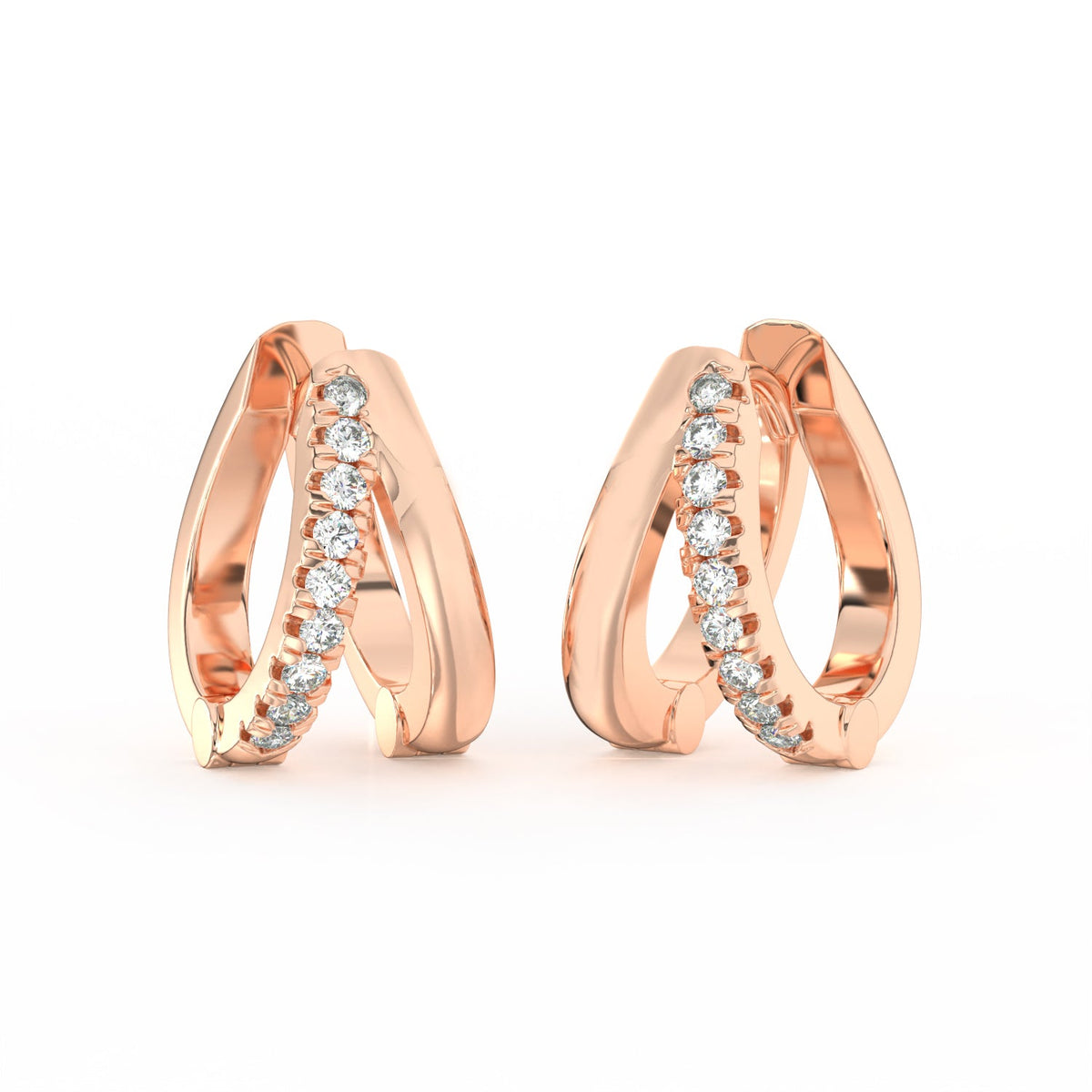 0.15 Ct Round Cut Moissanite Hoop Earrings 14K Gold Plated