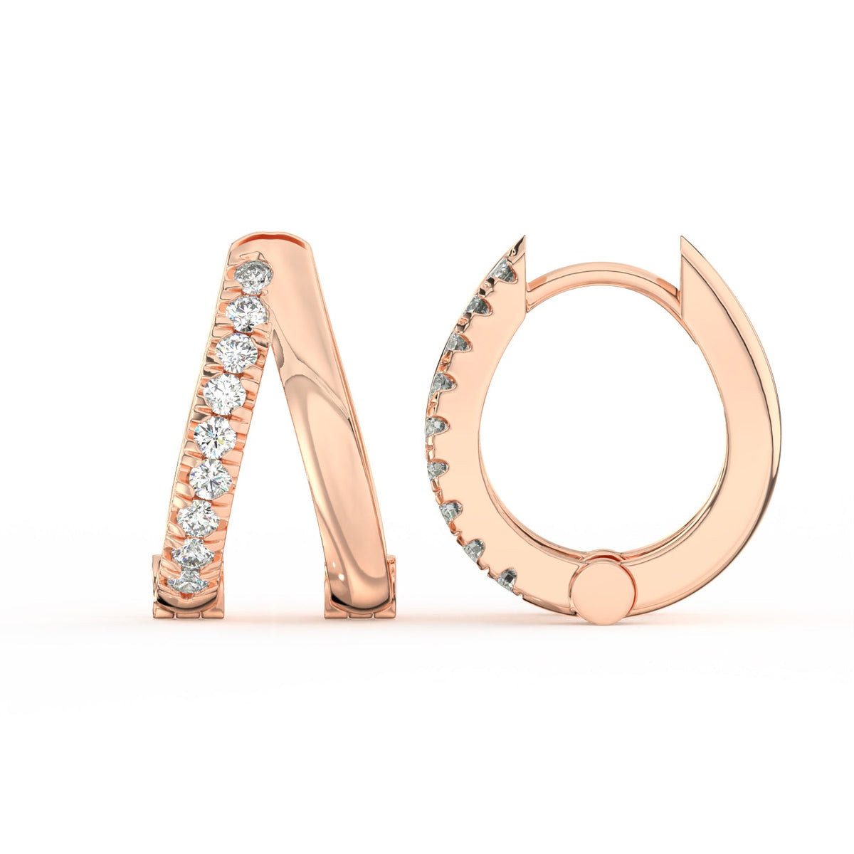 0.15 Ct Round Cut Moissanite Hoop Earrings 14K Gold Plated