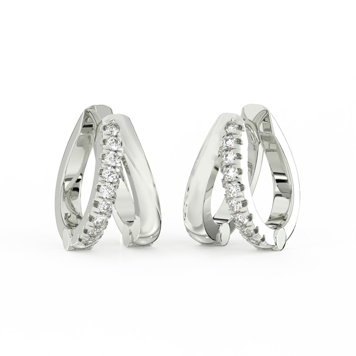 0.15 Ct Round Cut Moissanite Hoop Earrings 14K Gold Plated