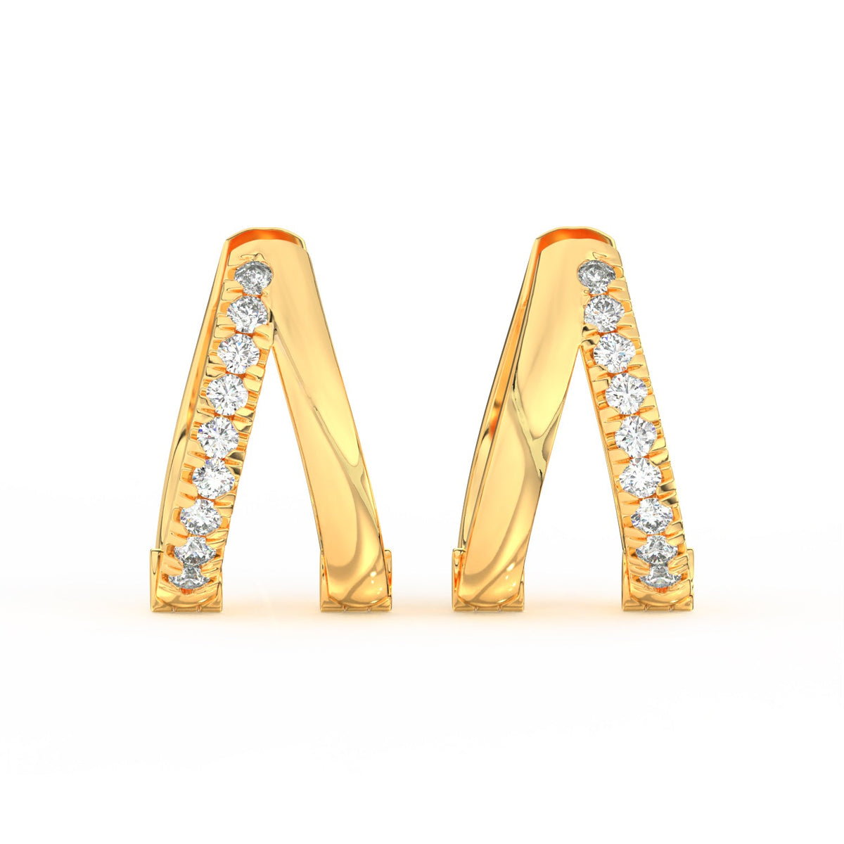 0.15 Ct Round Cut Moissanite Hoop Earrings 14K Gold Plated