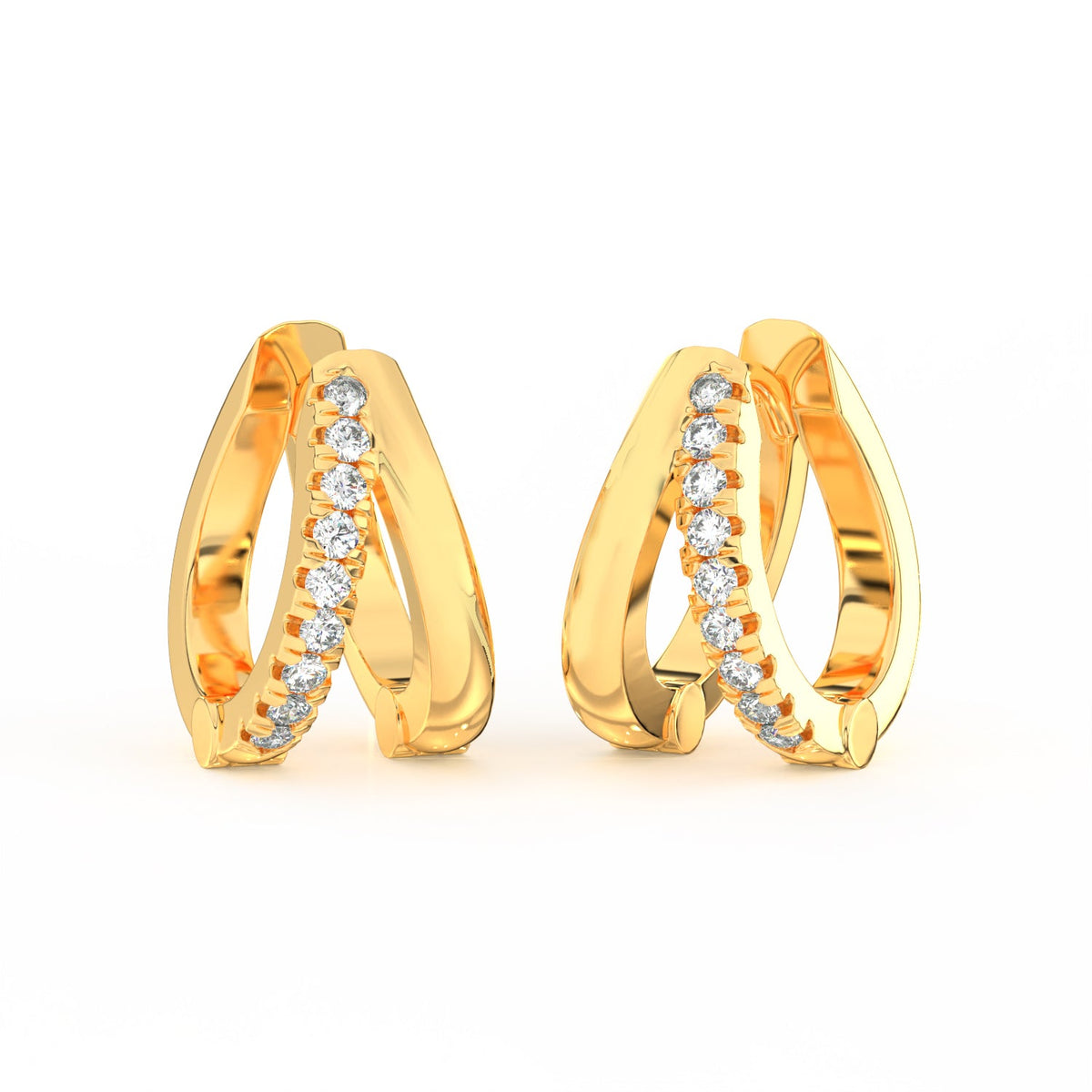 0.15 Ct Round Cut Moissanite Hoop Earrings 14K Gold Plated