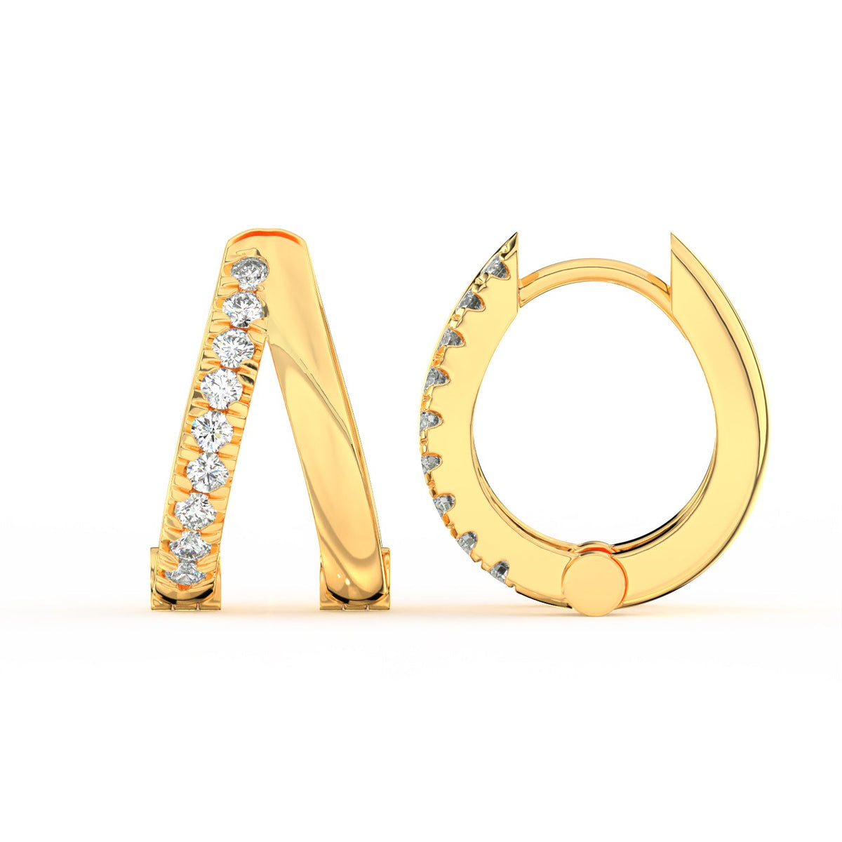 0.15 Ct Round Cut Moissanite Hoop Earrings 14K Gold Plated