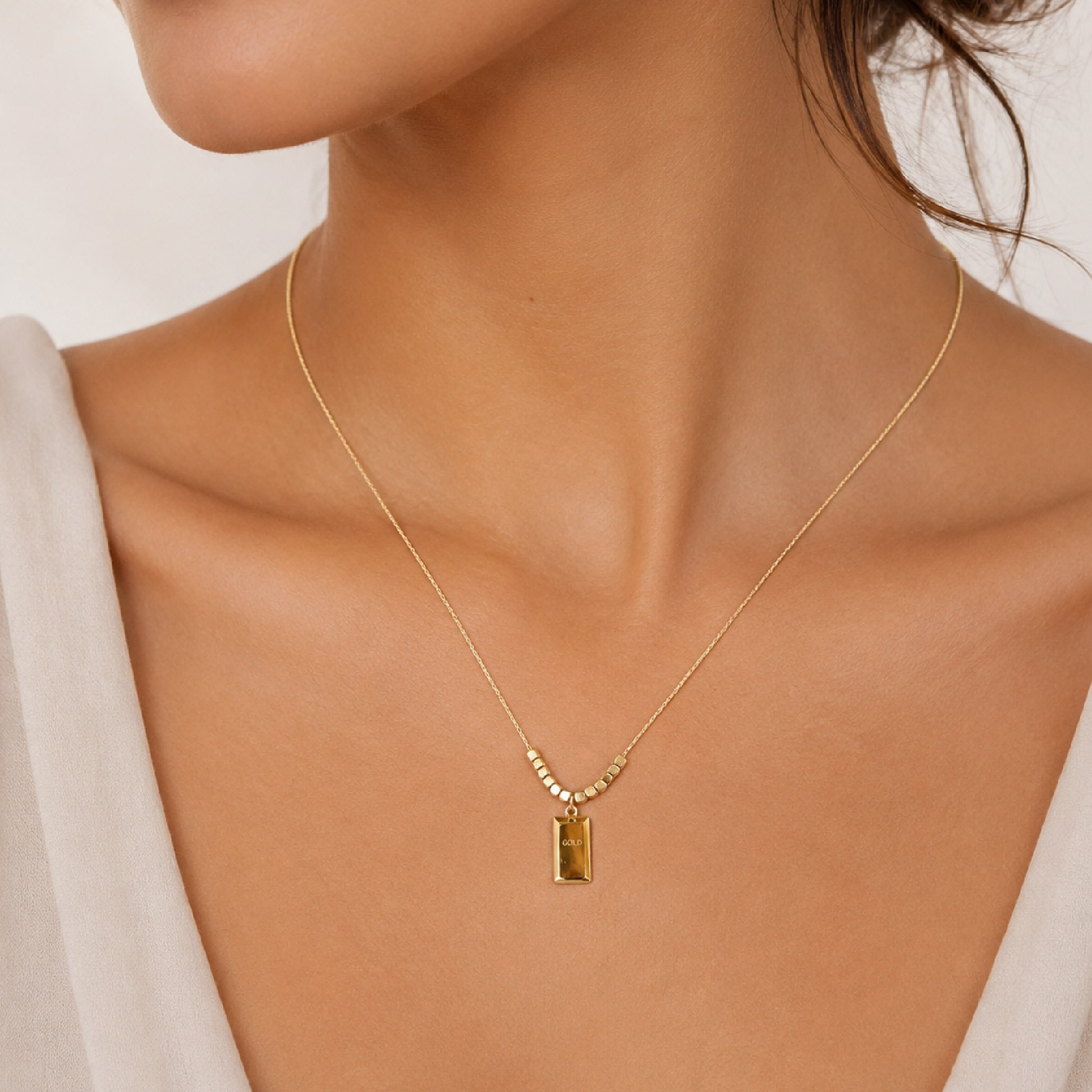Gold Bar Pendant Necklace for Women
