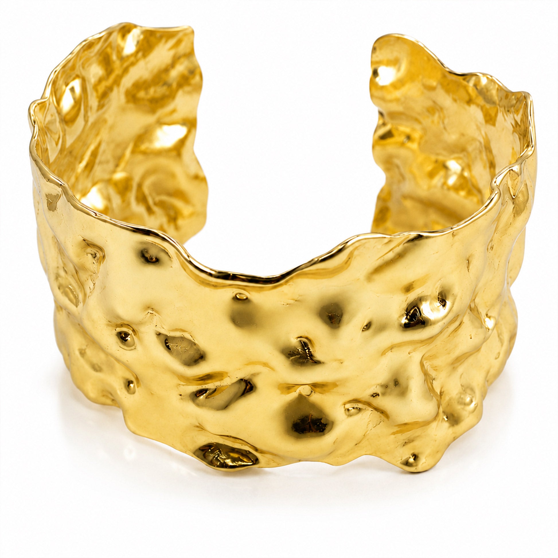 Gold Crushed Texture Open Cuff Bracelet