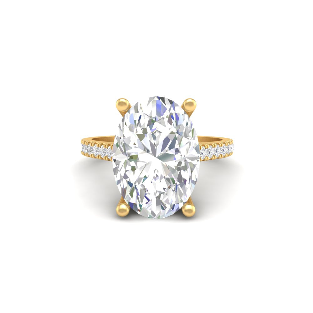 6 Ct Oval Moissanite Women Engagement Rings 14K White Gold Plated