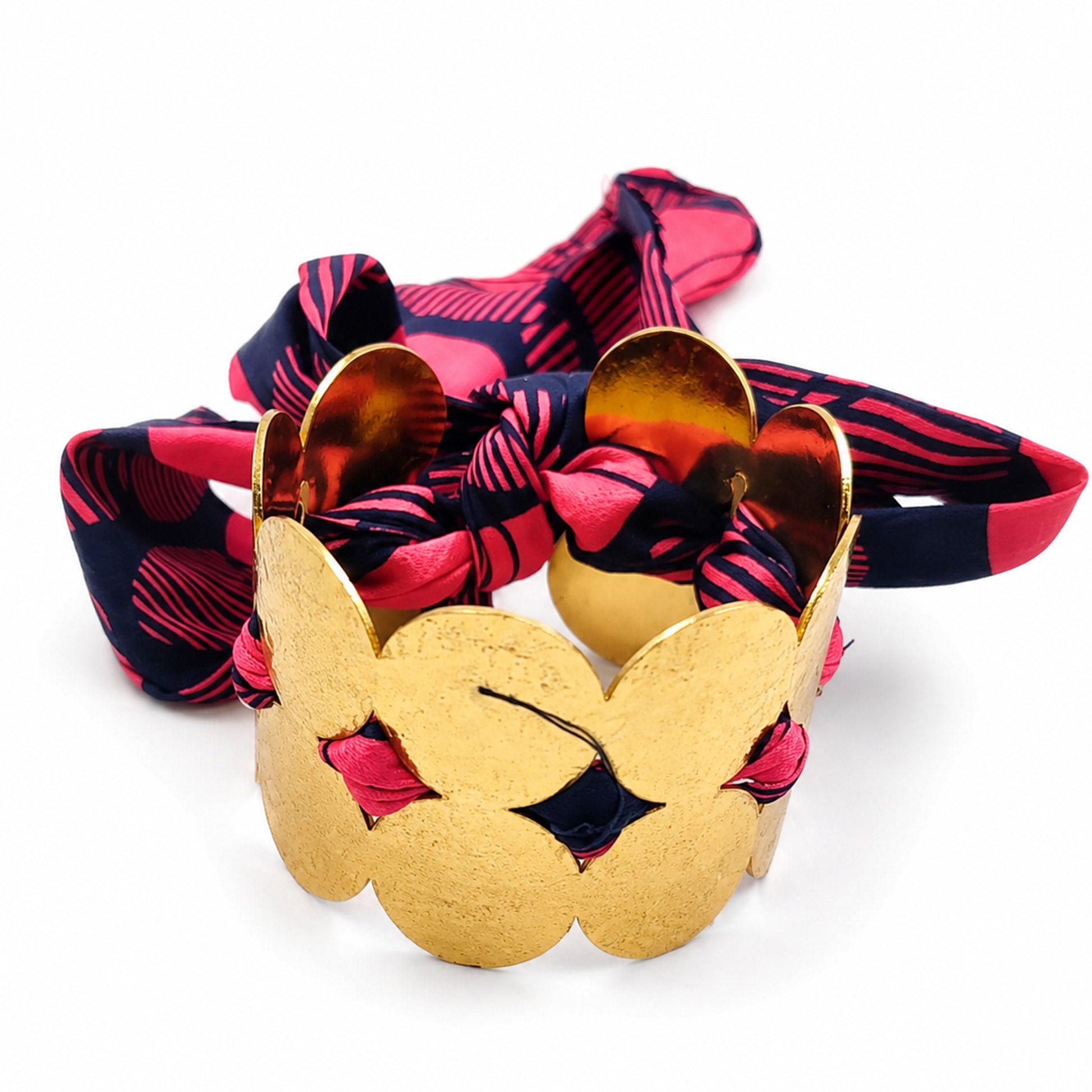 Gold Butterfly Fabric Tie Bracelet