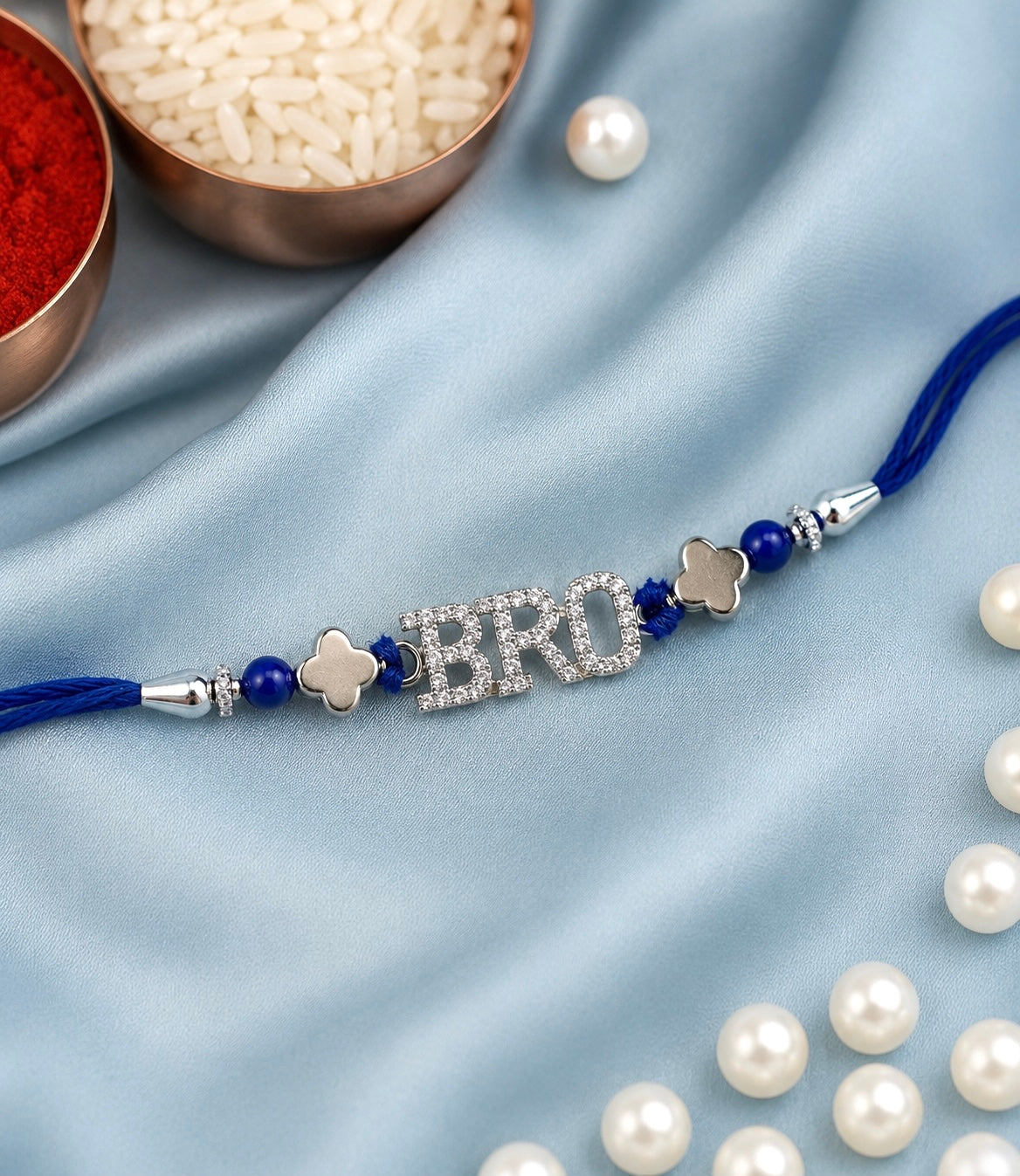 925 Silver Rhodium Plated Designer Rakhi Combo (Set of 3)