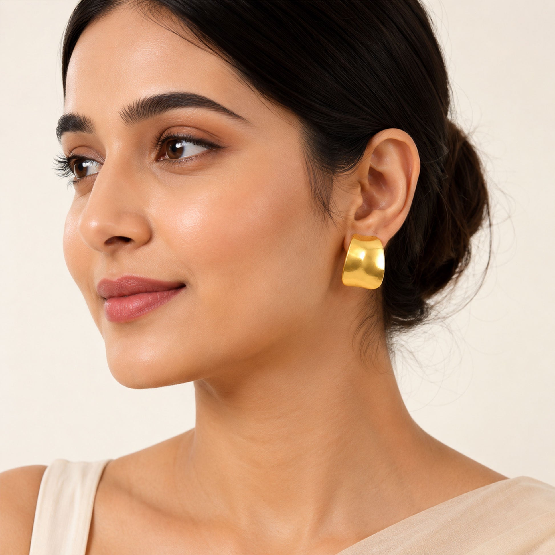 Gold Sculpted Curve Stud Earrings