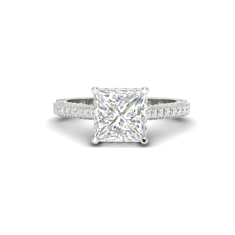 2.67 Ct Princess Cut Moissanite Women Engagement Ring 14K Yellow Gold Plated