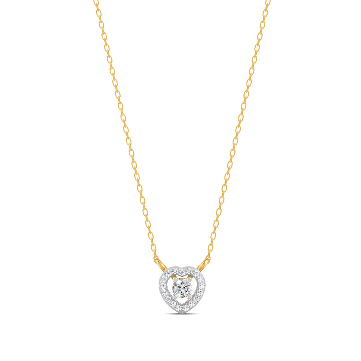 0.17 Ct Round Cut Moissanite Women's Heart Necklace Pendant 14K Gold Plated