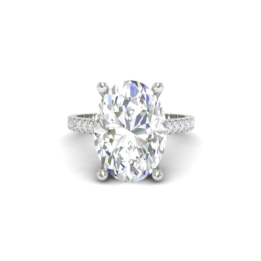 6 Ct Oval Moissanite Women Engagement Rings 14K White Gold Plated