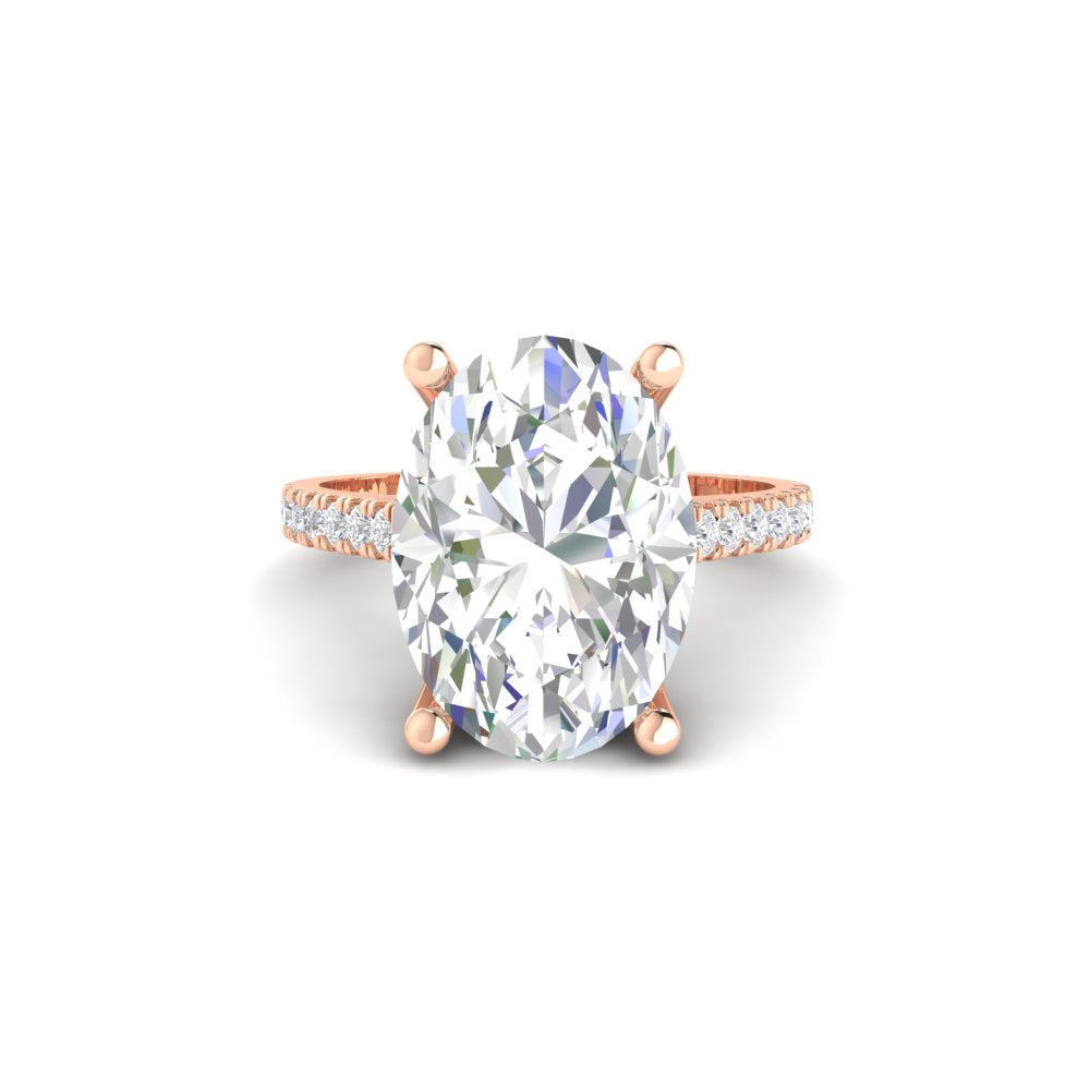 6 Ct Oval Moissanite Women Engagement Rings 14K White Gold Plated
