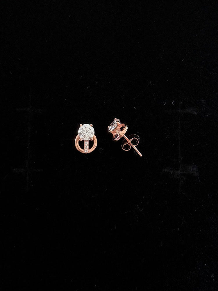 Rosegold Plated Solitaire Studs Sterling Silver