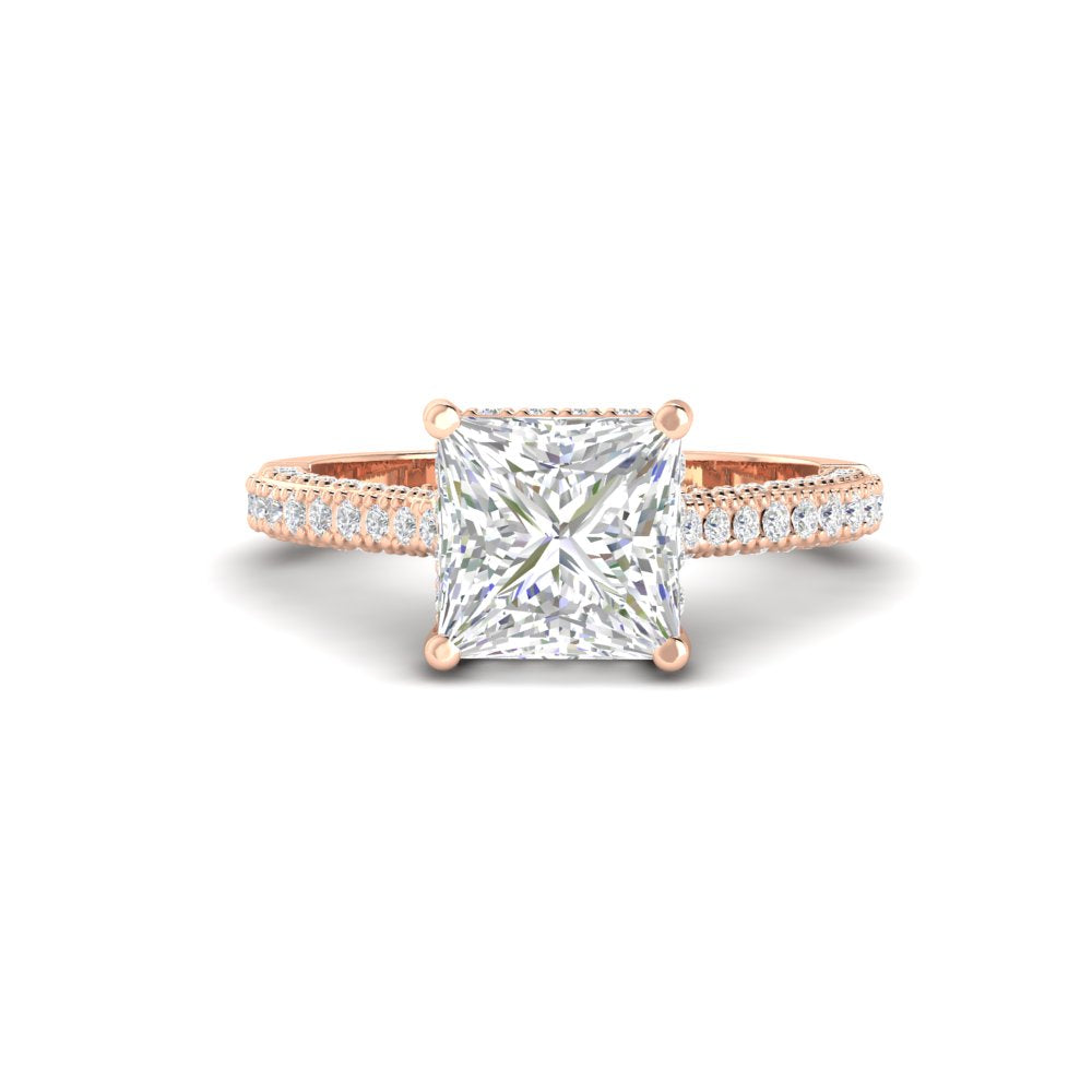 2.67 Ct Princess Cut Moissanite Women Engagement Ring 14K Yellow Gold Plated