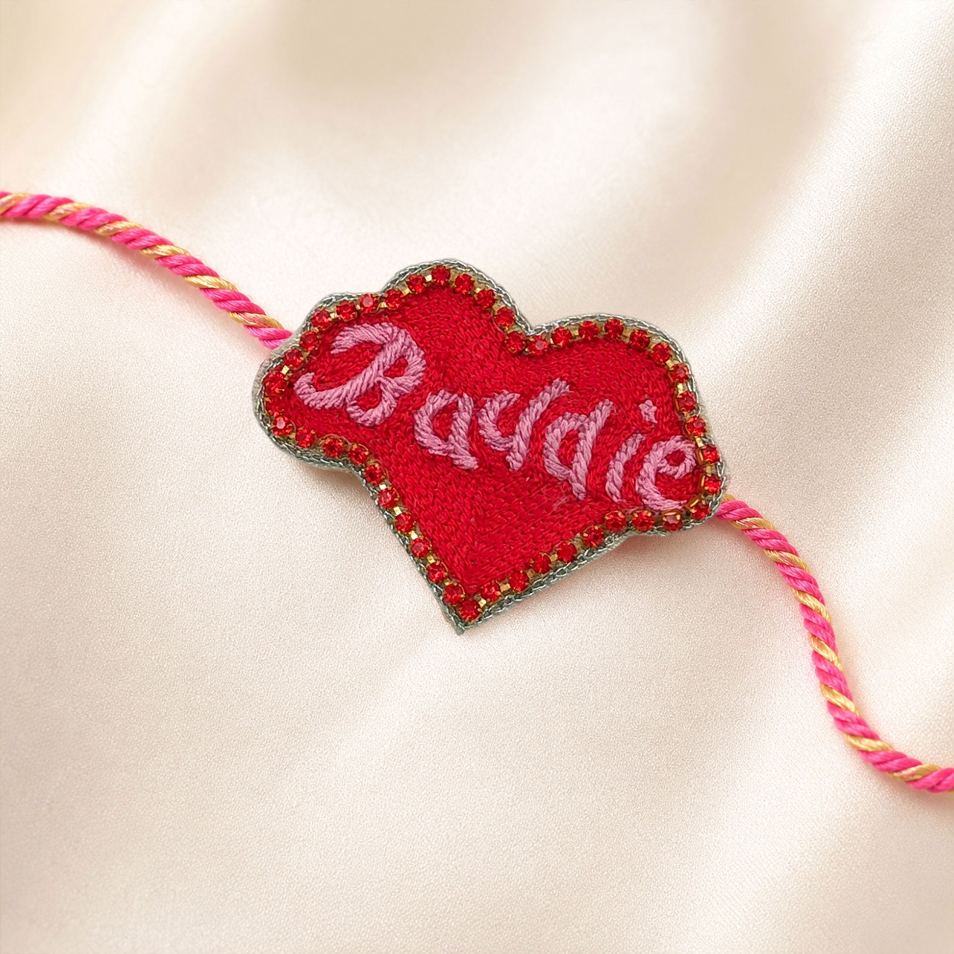 Dorie heart designer rakhi on satin