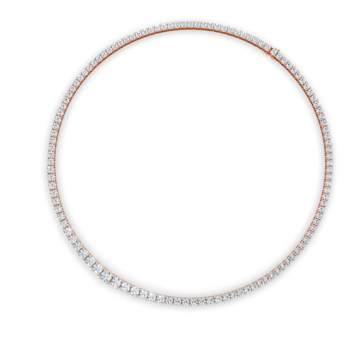 17.54 Ct Round Cut Graduation Moissanite Tennis Necklace 14K Yellow Gold Plated