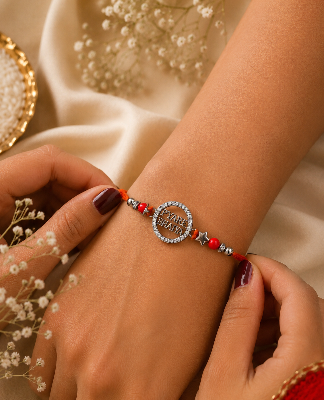 925 Silver CZ Stone Pyare Bhaiya Rakhi | House of Diana