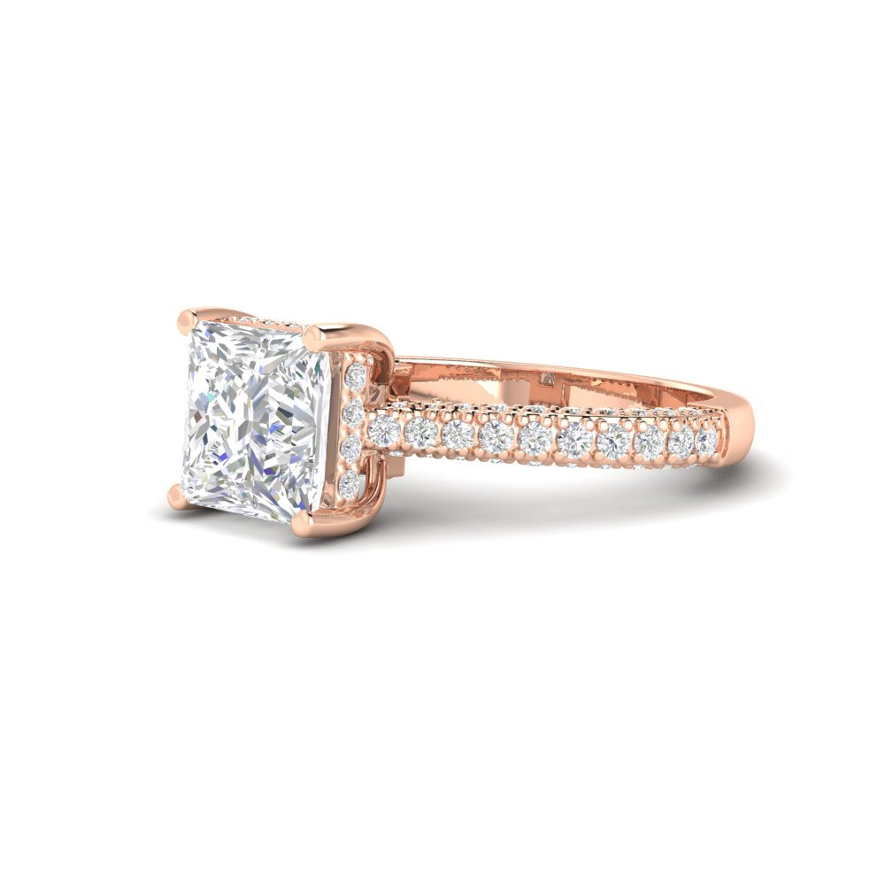 2.67 Ct Princess Cut Moissanite Women Engagement Ring 14K Yellow Gold Plated