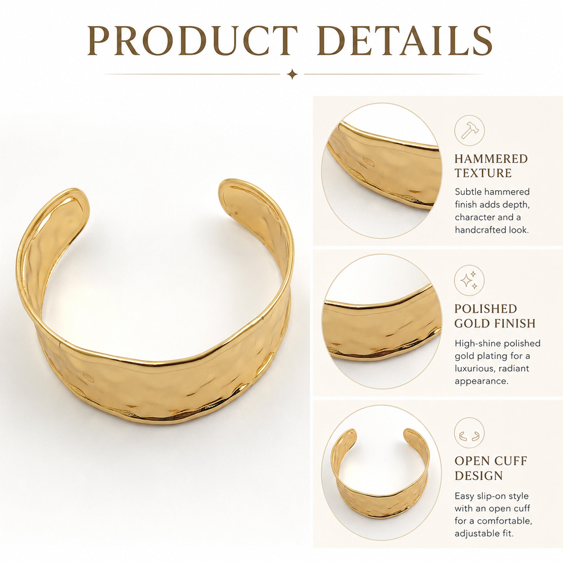 Stylish gold statement bracelet for women daily wear and parties