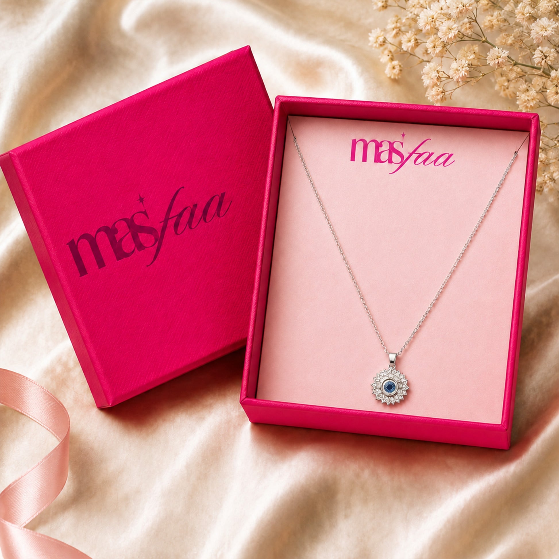 Silver Crystal Evil Eye Pendant Necklace