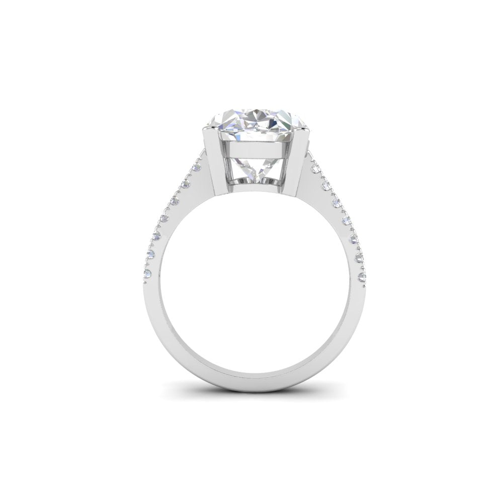 6 Ct Oval Moissanite Women Engagement Rings 14K White Gold Plated