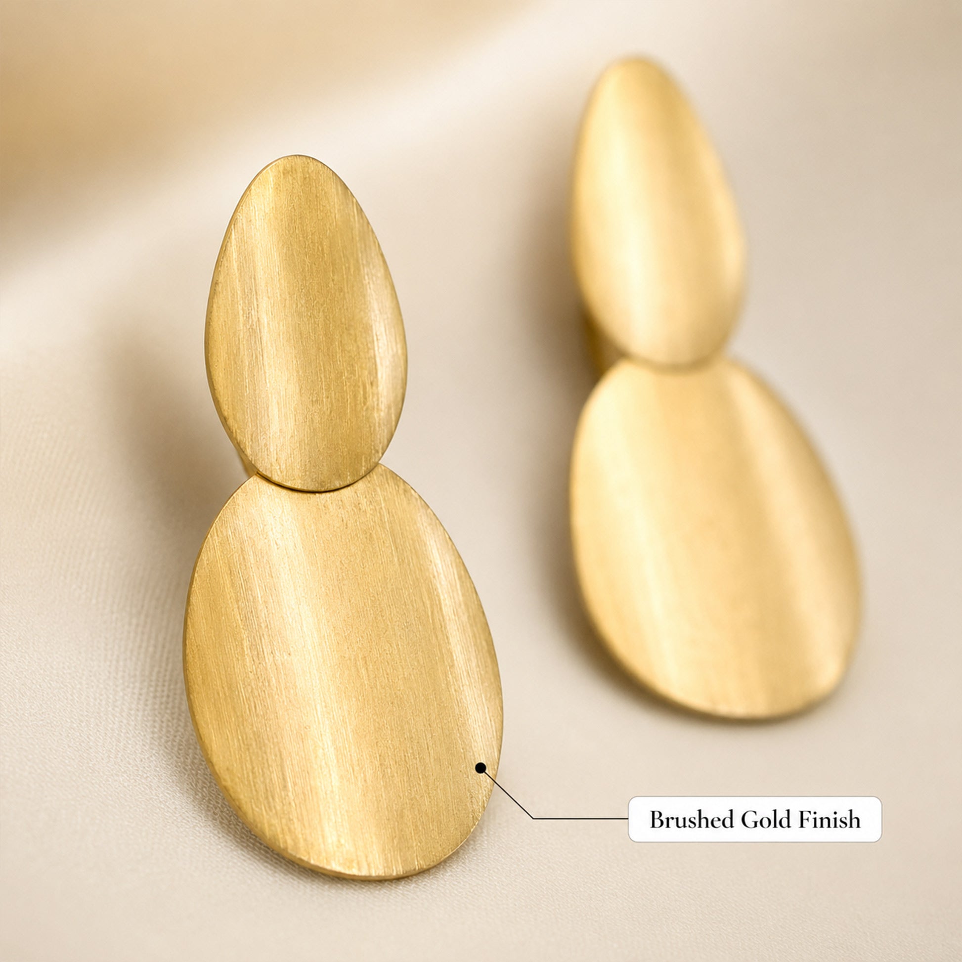 Brass Gold-Tone Abstract Double Drop Earrings