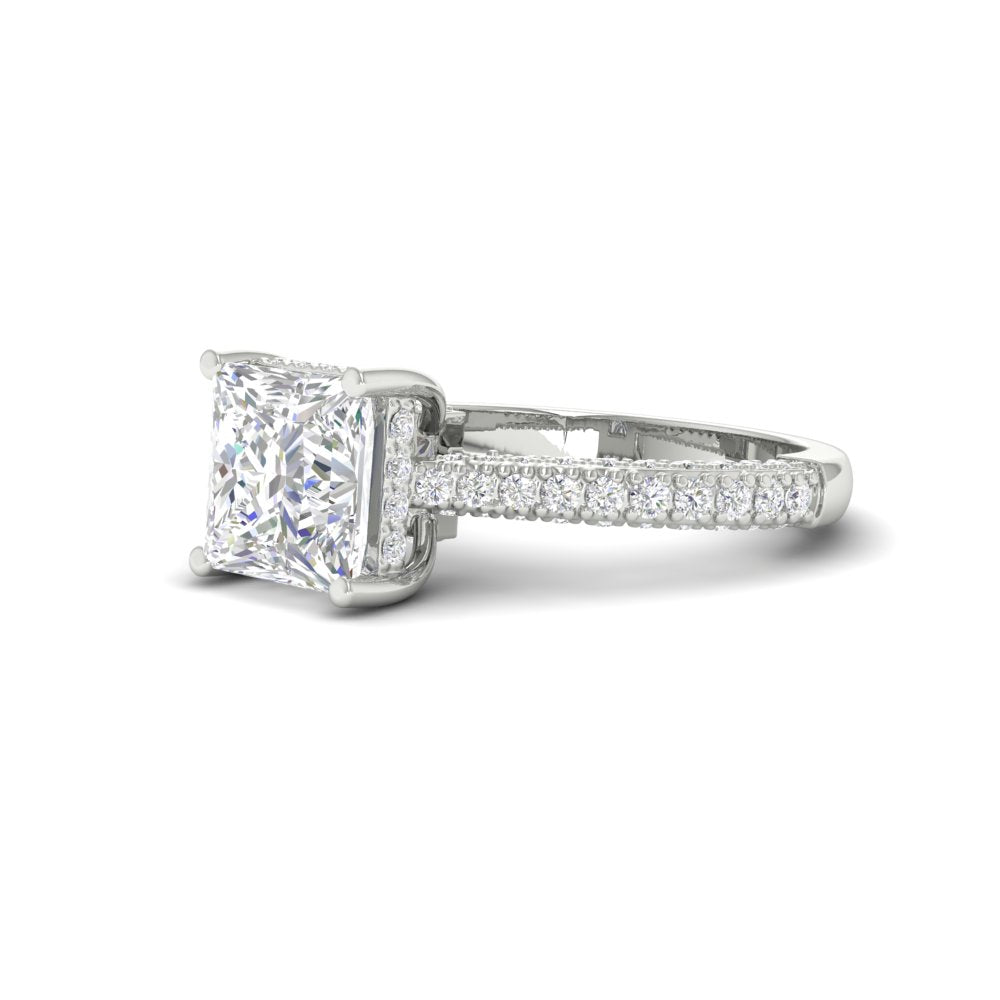 2.67 Ct Princess Cut Moissanite Women Engagement Ring 14K Yellow Gold Plated