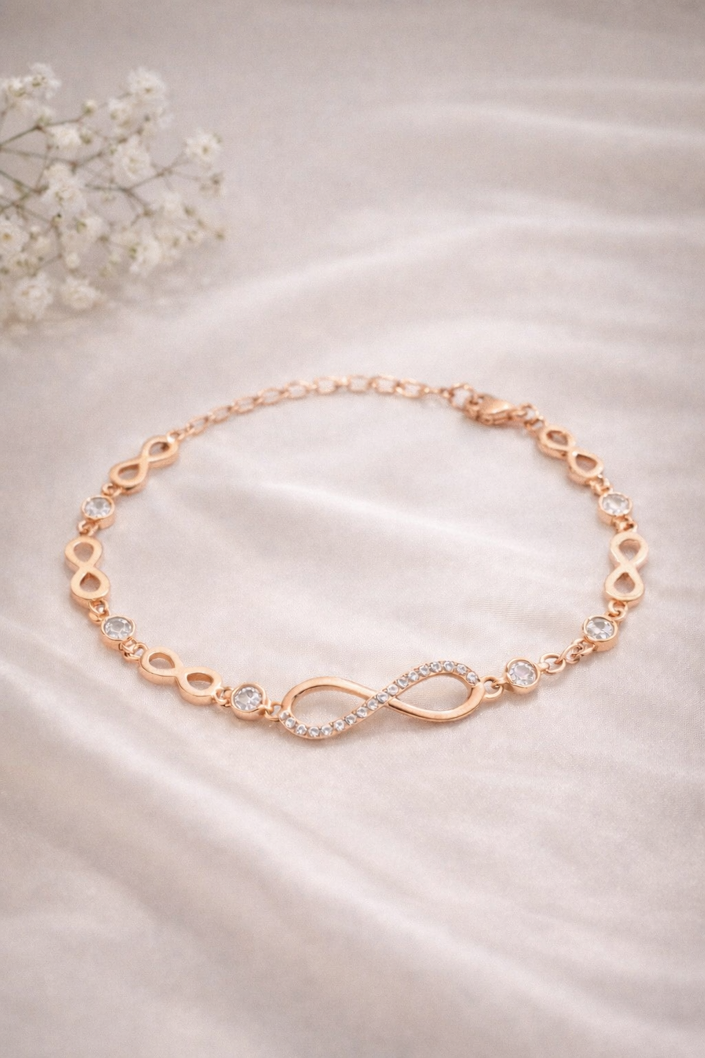 Infinite Possibilities Bracelet In Rose Gold Plated 925 Silver With Cz