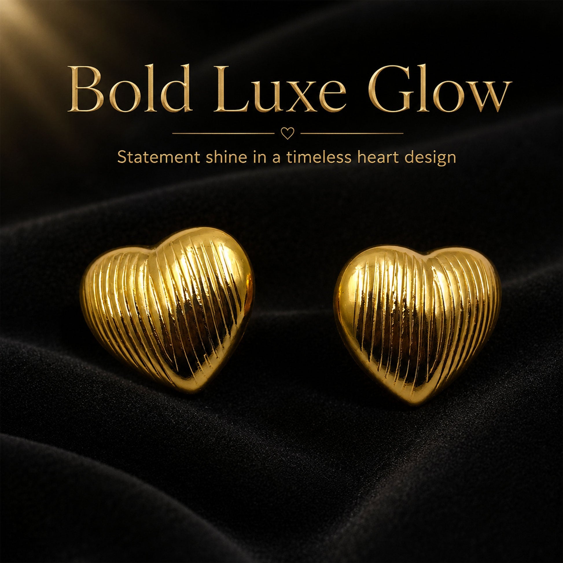 Gold heart earrings styled as romantic fashion jewellery for women