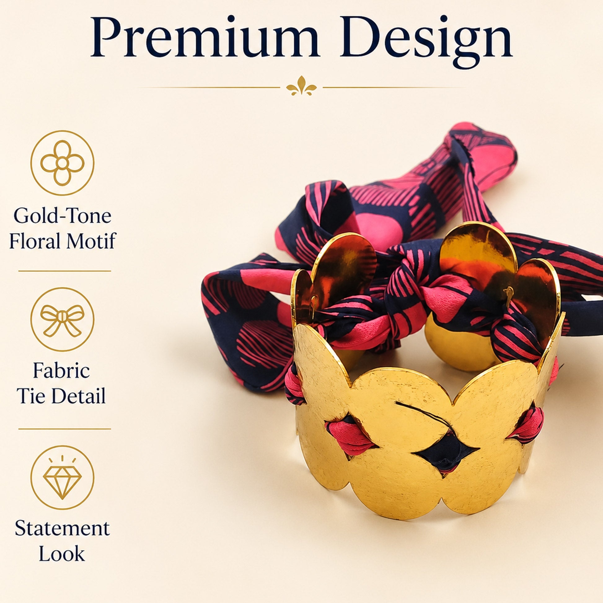Gold Butterfly Fabric Tie Bracelet