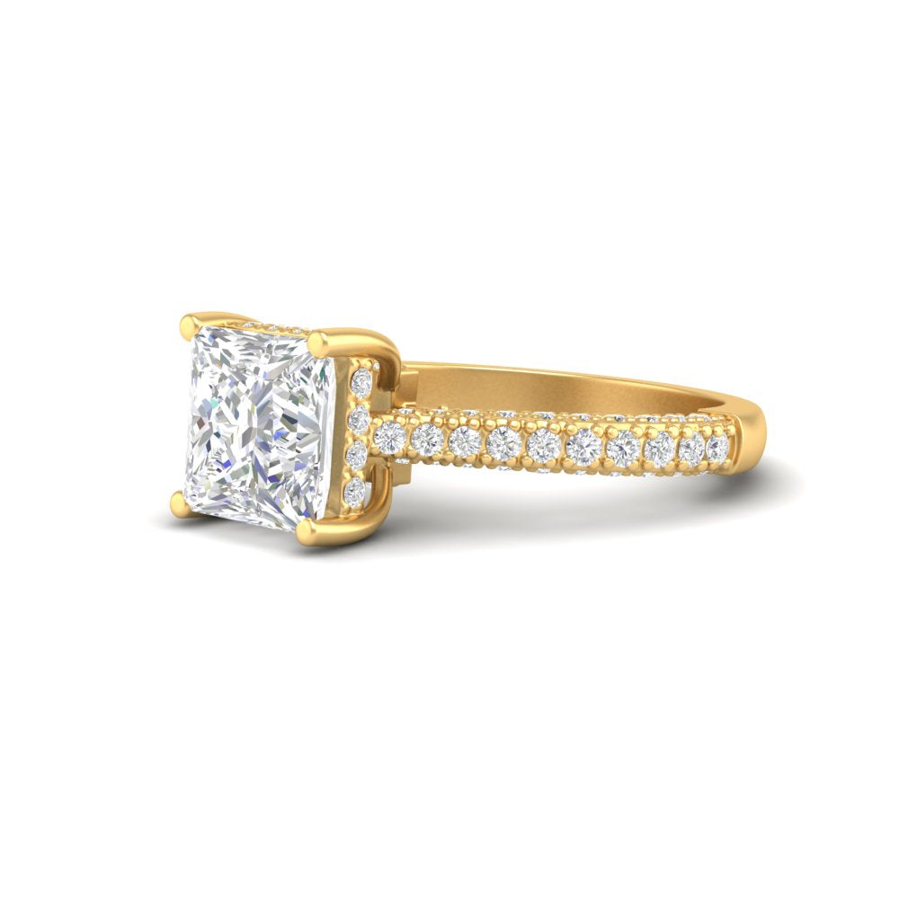 2.67 Ct Princess Cut Moissanite Women Engagement Ring 14K Yellow Gold Plated