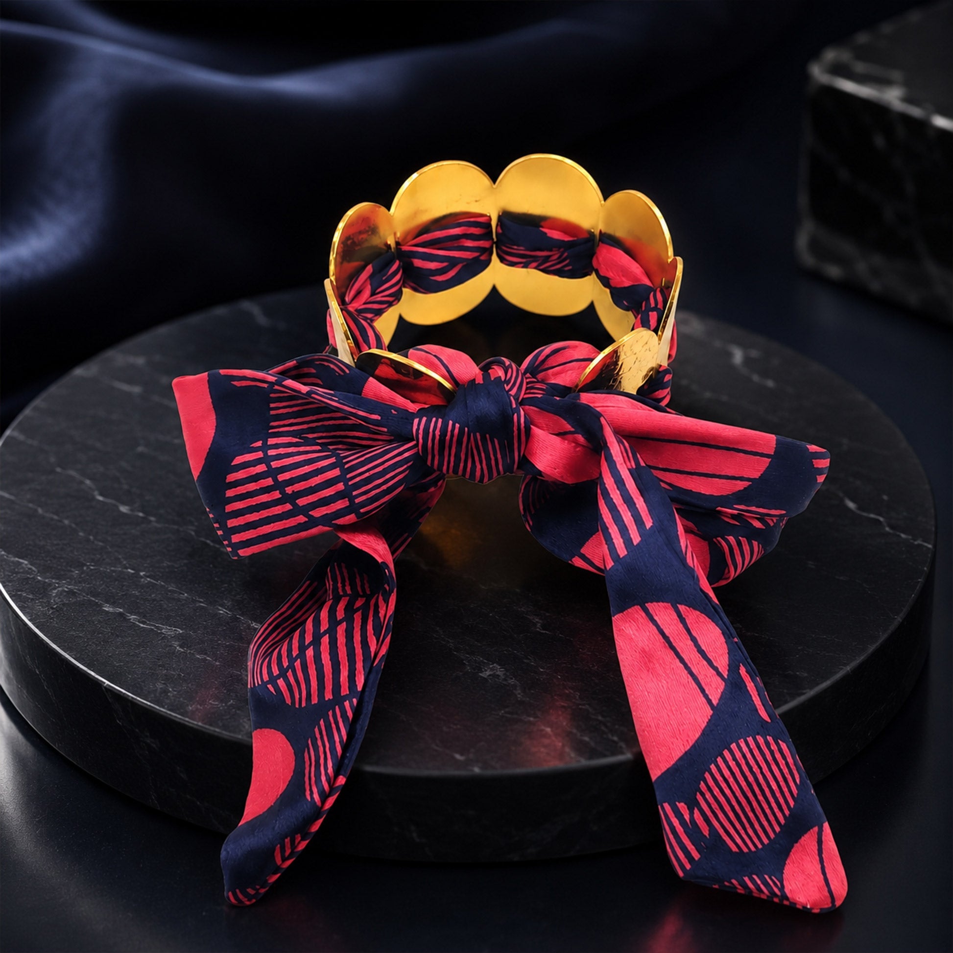 Gold Butterfly Fabric Tie Bracelet