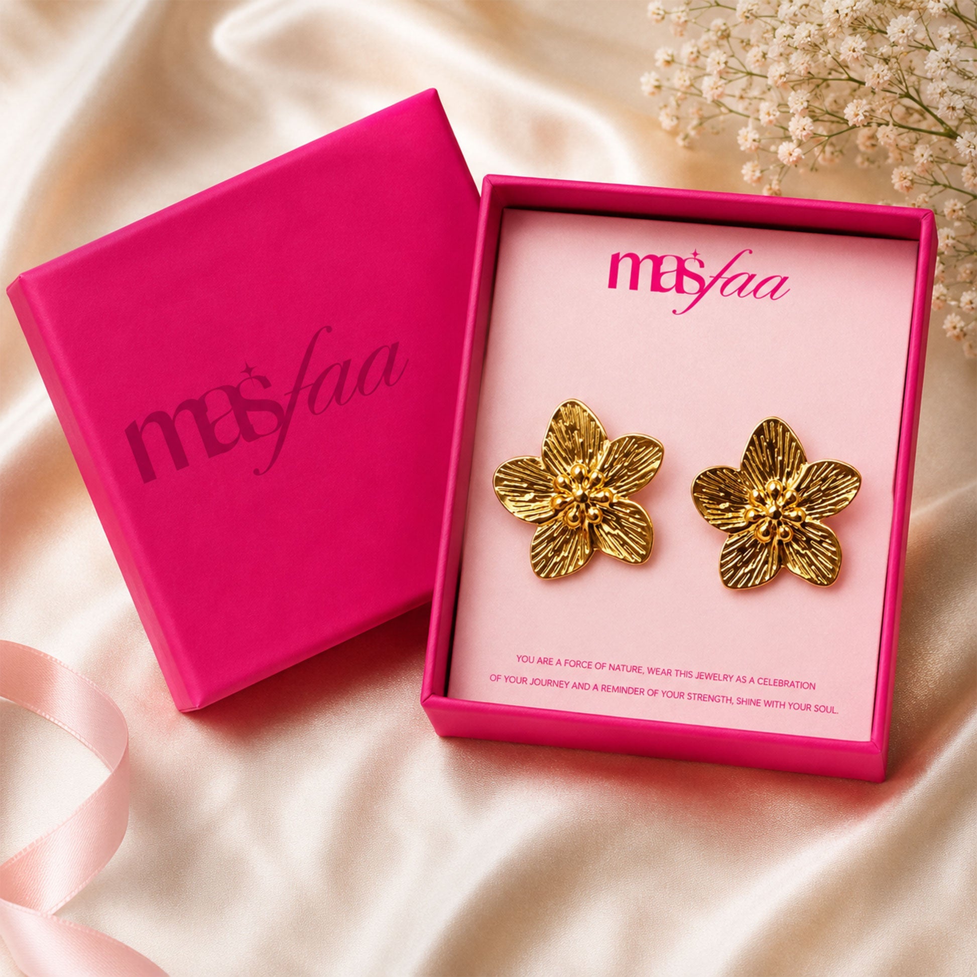 Lightweight gold plated floral stud earrings for gifting and casual wear