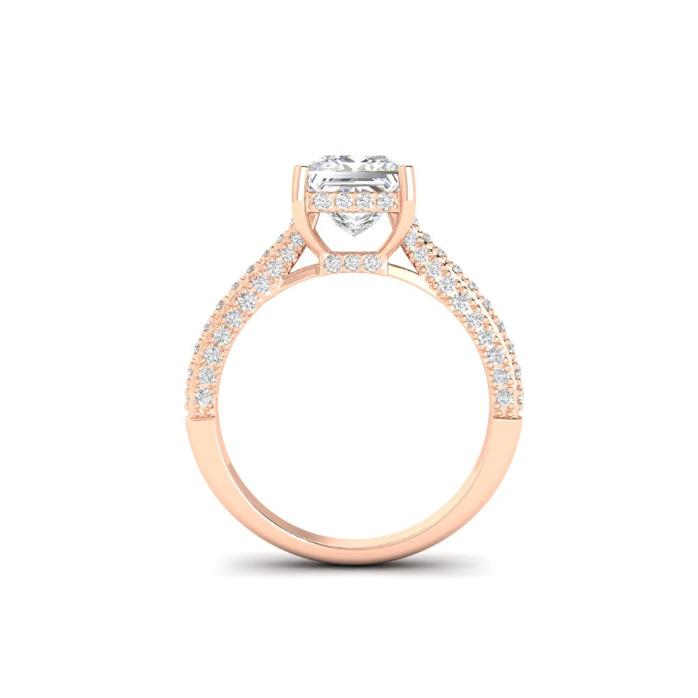 2.67 Ct Princess Cut Moissanite Women Engagement Ring 14K Yellow Gold Plated