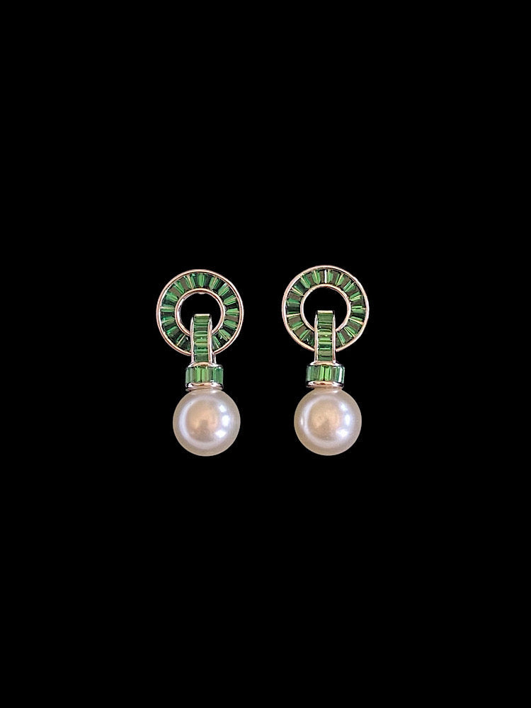 Green Pearl Earrings Sterling Silver Earrings