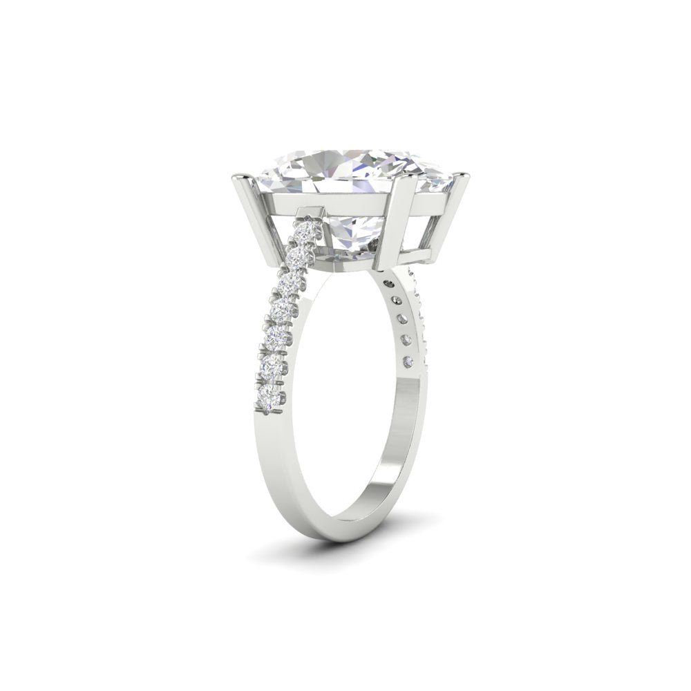 6 Ct Oval Moissanite Women Engagement Rings 14K White Gold Plated