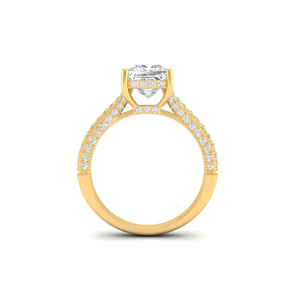 2.67 Ct Princess Cut Moissanite Women Engagement Ring 14K Yellow Gold Plated