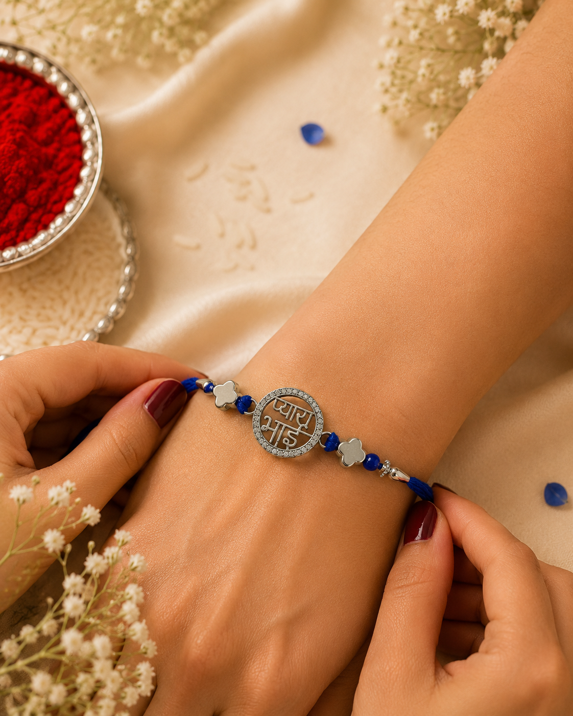 925 Silver CZ Stone Pyara Bhai Rakhi | House of Diana