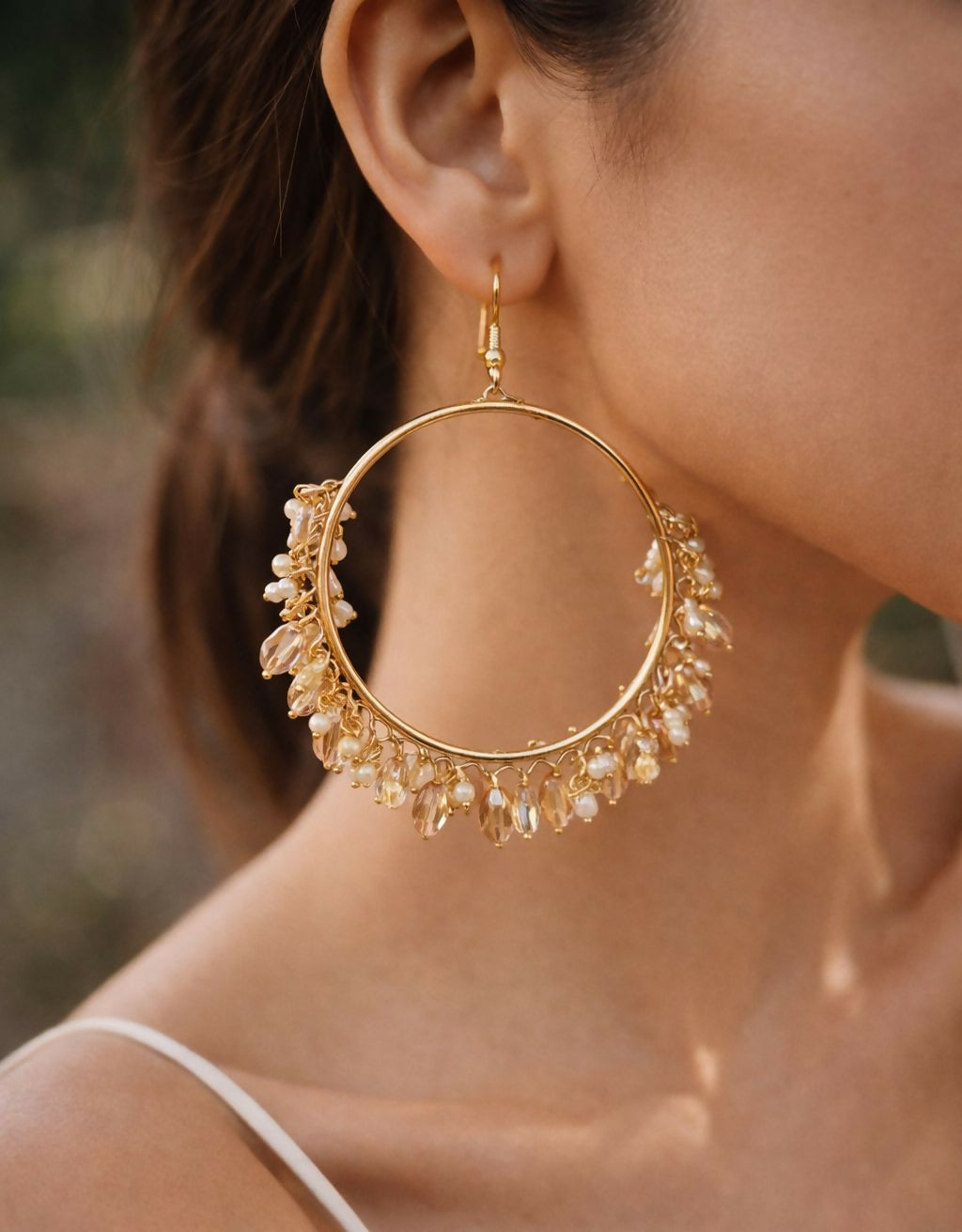 Regal pearl hoops