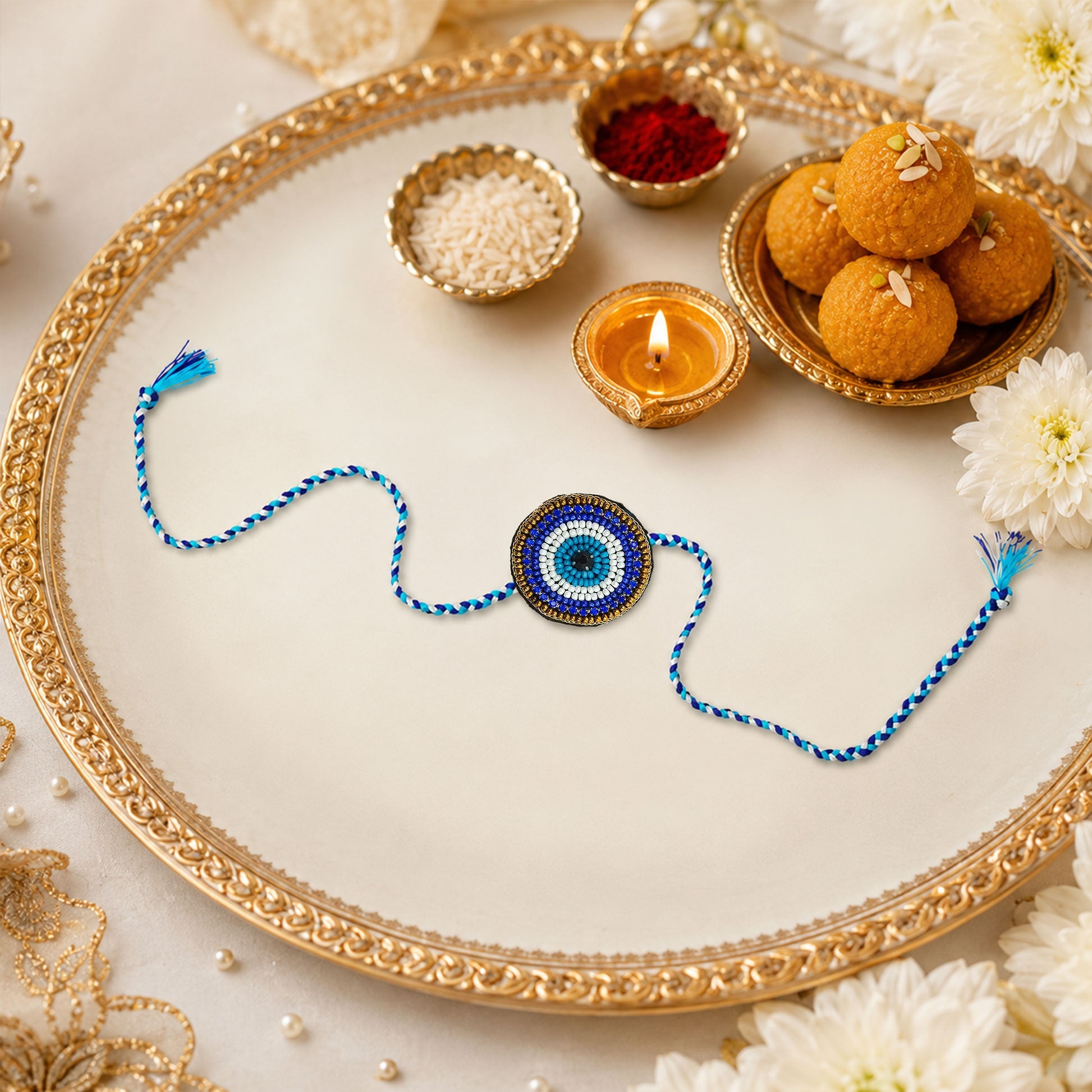 Lightweight braided thread rakhi for brother festive gifting