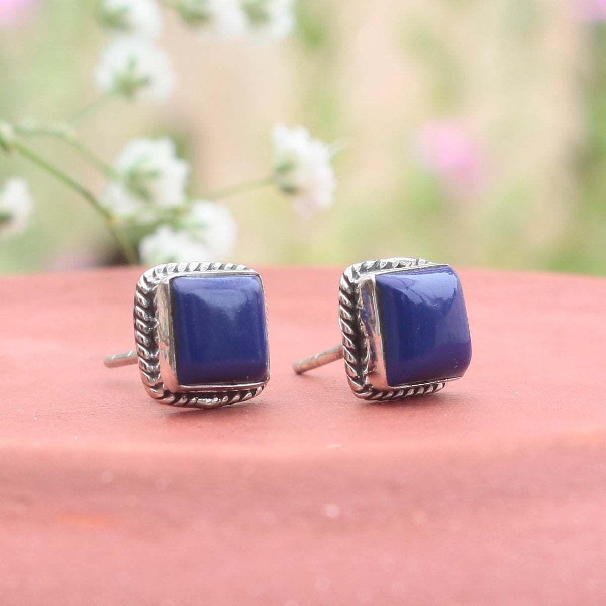 925 Sterling Silver Lapis Lazuli Earrings for Women | HandCrafted Jewellery