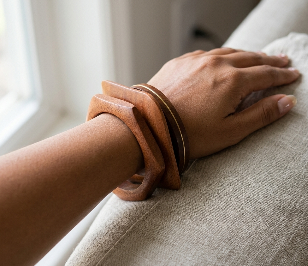 Handcrafted Wooden Bangles Set of 3