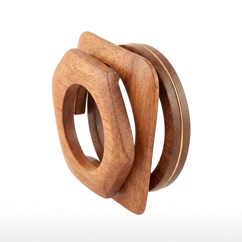 Handcrafted Wooden Bangles Set of 3