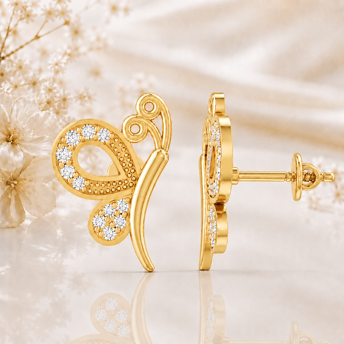 MAIRA Bella Flutter Gold Plated 925 Sterling Silver Butterfly Stud Earrings