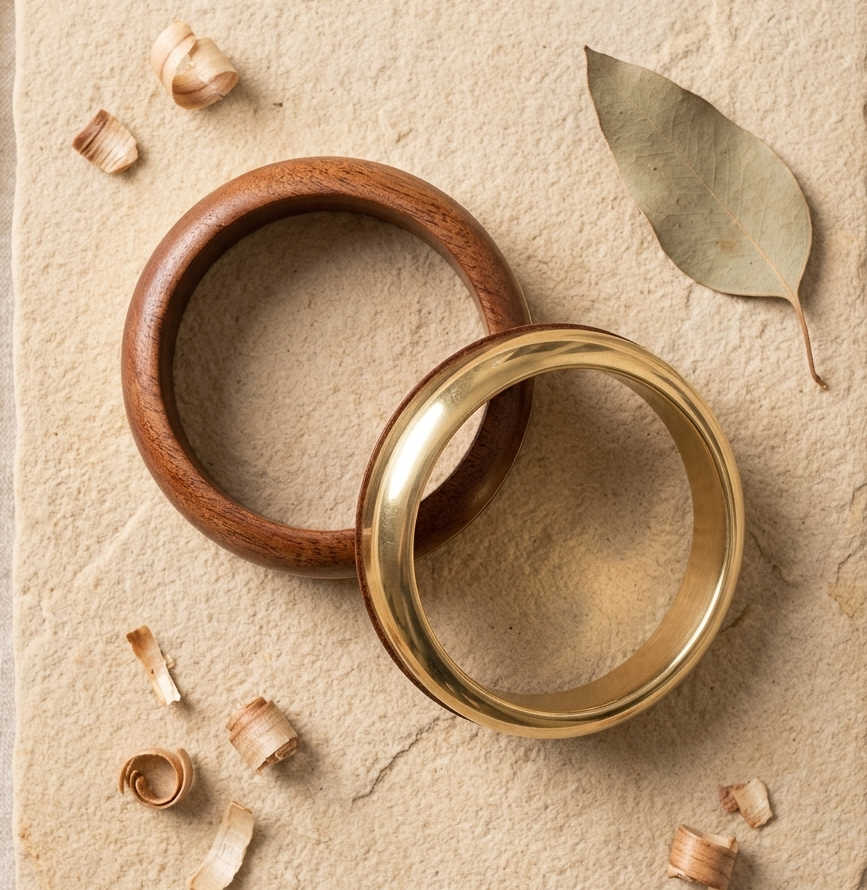 Handcrafted Wooden Bangles Set of 2