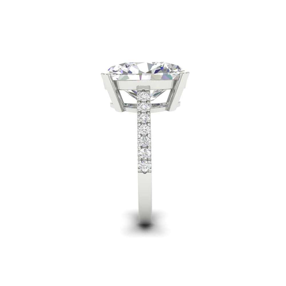 6 Ct Oval Moissanite Women Engagement Rings 14K White Gold Plated