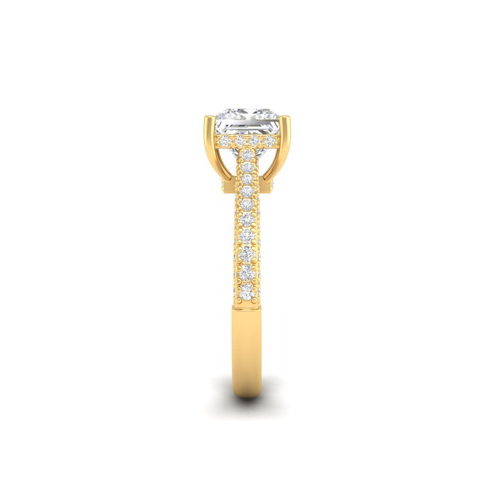 2.67 Ct Princess Cut Moissanite Women Engagement Ring 14K Yellow Gold Plated