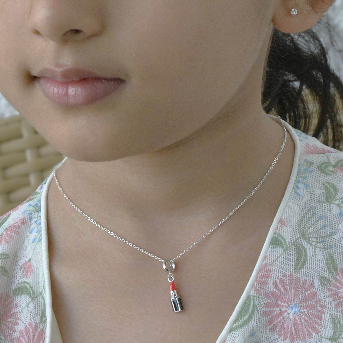 Lipstick Charm Pendant - 925 Silver Jewelry - Luxevogue